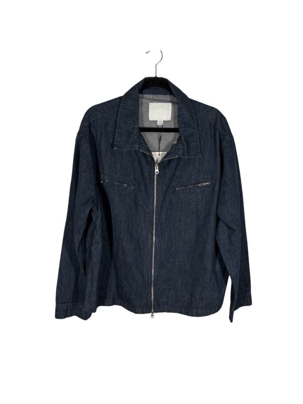 Zara Men Size L Blue Dark Wash Denim Cotton Casual Full Zip Jacket NWT - Picture 3 of 11